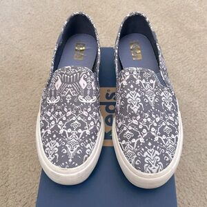 Keds Double Decker Mosaic Blue slide on sneakers sz 8 1/2